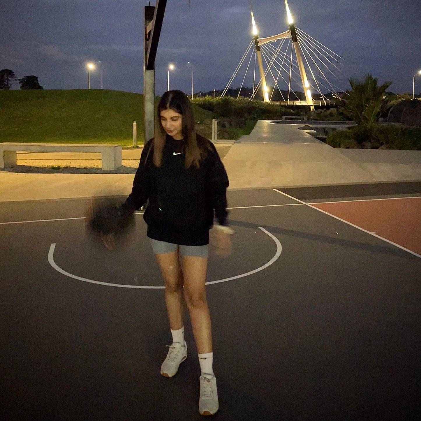 nipstories nipple covers under sweatshirt while playing basketball