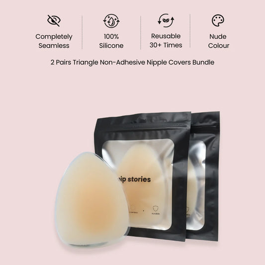 2 Pairs nip stories Triangle Non-Adhesive Nipple Covers Nude Colour